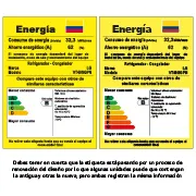 LG Nevera VT40SGPN tarjeta de consumo energético